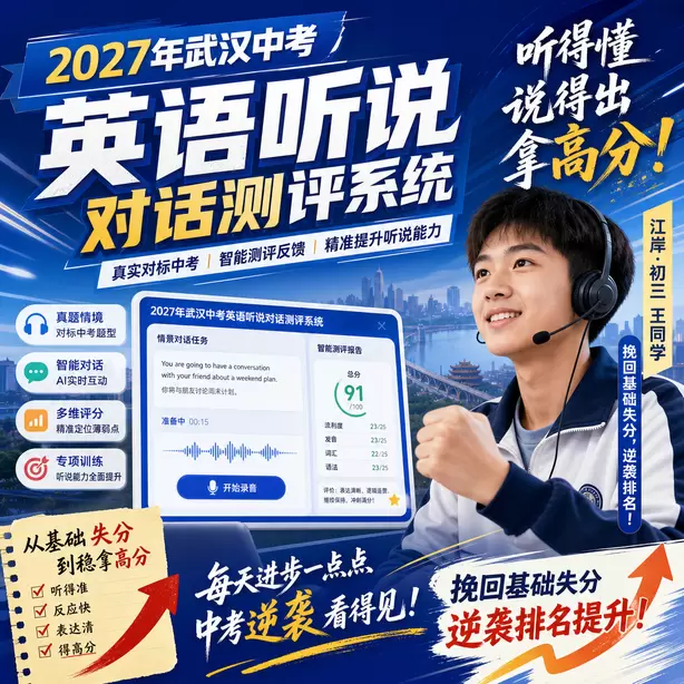 武汉中考人机对话寒假特训江岸&middot;初三王同学（挽回基础失分，逆袭排名）